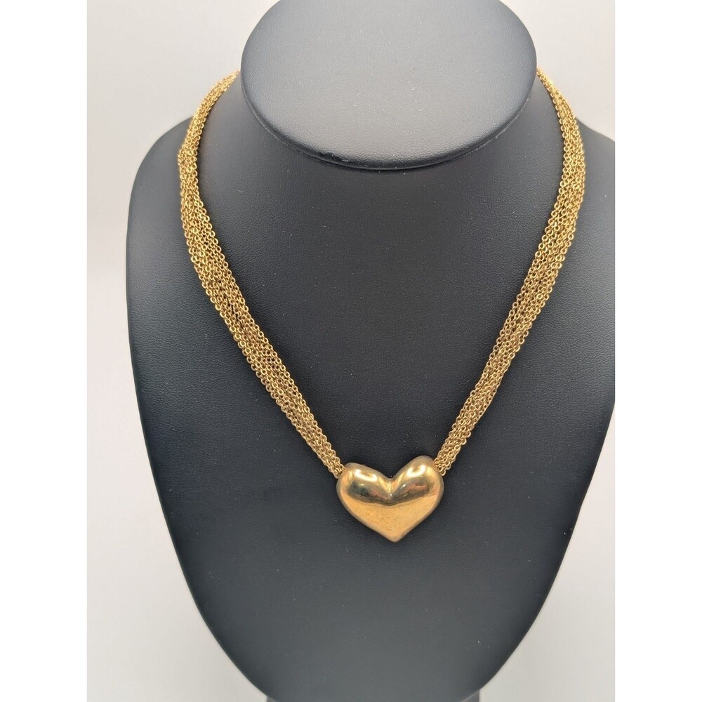 Heart Shape Pendant Necklace Multiple Chain Adjustable Brass Style Metal